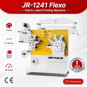 JR-1241 5-Color Roll-to-Roll Flexographic Printing Machine for Fabric Garment Care Labels and Ribbon