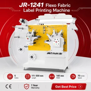 JR-1241 Roll-Fed Flexo Fabric Label Printer 5 Color Garment Ribbon Care Tag Flexographic Printing Machine