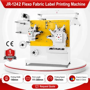 JR-1242 Flexo Fabric Label Printing Machine 4 Front 2 Back Colors Nylon Taffeta Ribbon Label Flexographic Printer