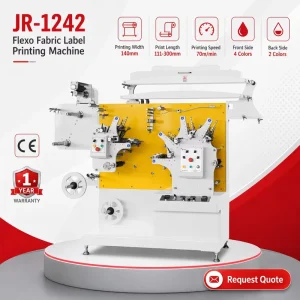 JR-1242 Ribbon Flexo Printing Machine, Front and Back, 6-Color Garment Textile Label Printing Equipment