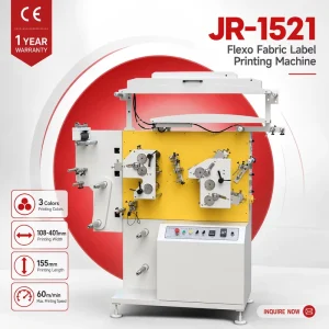 JR-1521 3 Color Flexographic Label Printer 155mm Width Clothing Woven Tape Printing Machine