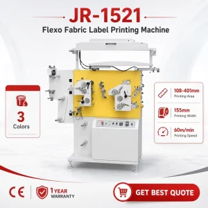 JR-1521 Automatic 3 Color Flexo Label Printing Machine 60 M/min Speed Garment Nylon Tape Tag Printing Machinery