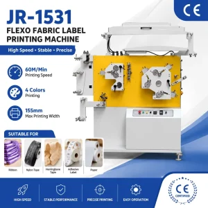 JR-1531 3+1 Color Flexo Satin Ribbon Label Printing Machine for Garment Wash Care Labels