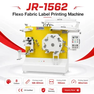 JR-1562 Flexo Printing Machine 8-Color Textile Fabric Label Printer for Clothing Ribbon Stain Tape Nylon Tape
