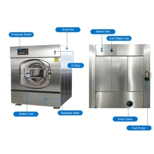 Large Capacity Stainless Steel Fully Automatic Washer Extractor Industrial Laundry Machine for Hotel and Hospital