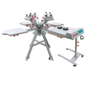 Manual 4-Color 4-Station Silk Screen Printer for Hoodies and T-Shirts
