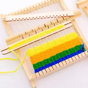 Mini DIY Traditional Wooden Toy Loom with Hand Weaving Accessories for Children