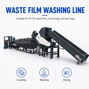 PE/PP/PET Plastic Film Washing, Dewatering and Recycling Machine Line with Crushing and Drying, 500-1000 kg/h