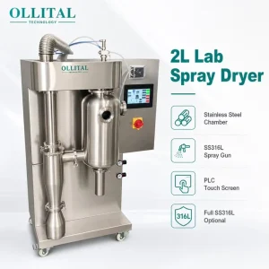 PLC Touch Screen 2 L/h Stainless Steel Laboratory Spray Dryer with Optional Full SS316L Construction