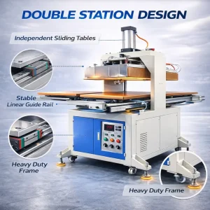 Pneumatic 9KW Industrial Double Station Heat Press Machine for Garment Seamless Bra Lamination