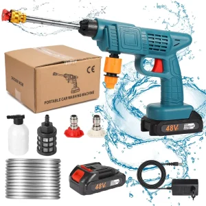 Portable Cordless 21V Car Washer with Lithium Battery Wireless Car Wash Gun Targeted Pressure Washer Machine