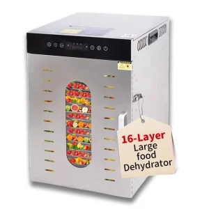 Portable Household Food Dryer Electric Thermal Drying Equipment 16 Trays for Fruit Chili Mushroom Cassava Meat and Seafood