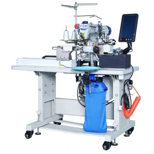 Programmable Industrial Pants Leg Hemming Sewing Machine with Auto Edge Trimming and Stainless Steel Waste Collection