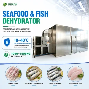 SUS304 1000-2000kg Industrial Fish Processing Dehydrator Heat Pump Dryer for Mackerel Tilapia Sardine Fruit Vegetable Meat