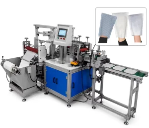 Servo PLC Controlled Non Woven Bath Glove Machine Automatic Ultrasonic Joint OEM