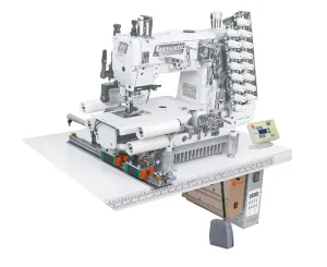 Sewing Machine AC1303 with Pneumatic Roller Tension Waistband Auxiliary Device for Knit Elastic Waistbands