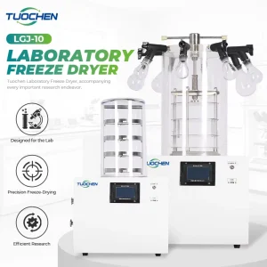 Small SUS304 Automatic Multi-Port Manifold Vacuum Freeze Dryer Lyophilizer with PLC Control and Pump