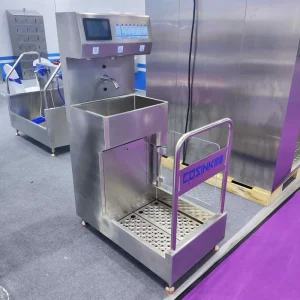 Stainless Steel Hand Washing, Disinfection, Drying, and Boot Cleaning Entrance Station with Turnstile