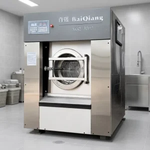 Steam Industrial Front-Load Washing Machine with LCD Display for Laundry Business, Hotel, and Uniform Cleaning