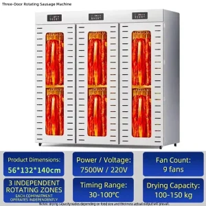 Three-Independent-Space Rotary Tray Dryer with Stainless Steel Electric Heating