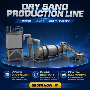 Triple-Pass Sand Dryer for River Sand with Gear Drive and Hot Air Circulation