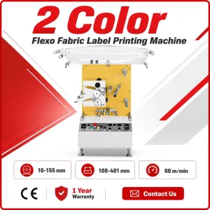Two-Color Flexographic Printer Automatic Fabric Woven Label Printing Machinery for Garment Trademark Printing