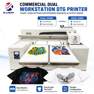Two-Station DTG Printer Dual I3200 Printheads Direct-to-Garment Machine for Custom T-Shirts