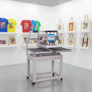 Up-Sliding Double-Station YA-6040C Infrared Positioning Multicolor Fabric Design Heat Press Machine